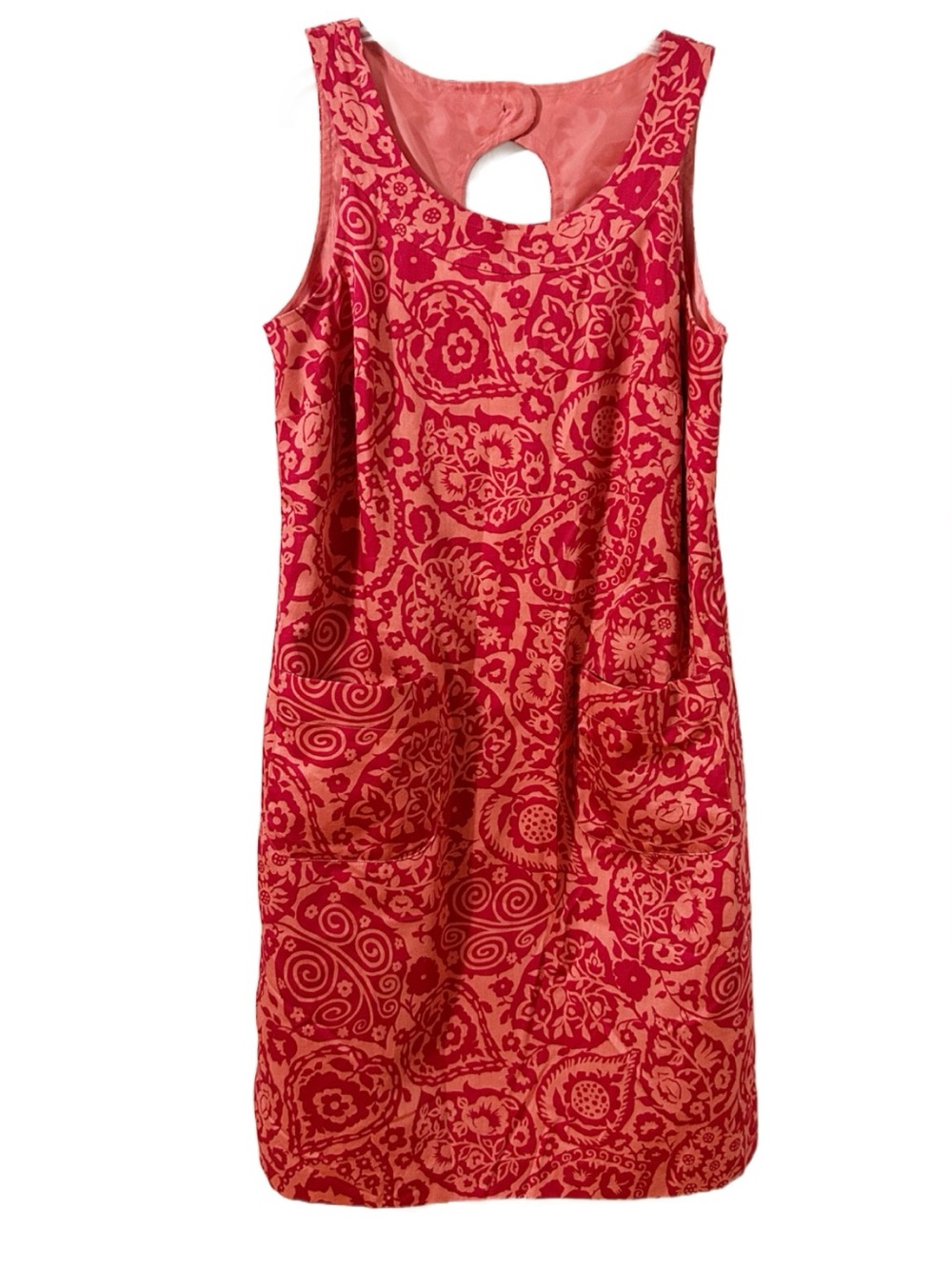NWT Ann Taylor Red Floral Paisley Sleeveless Midi Shift Dress Scoop Neck Size 8